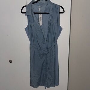 NY Collection Light Blue Sleeveless Midi Dress